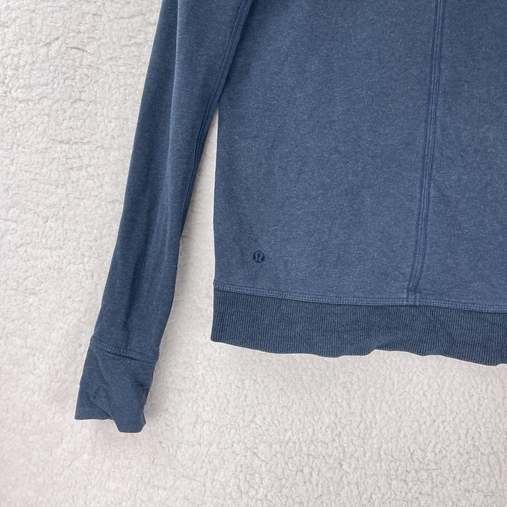 Lululemon Stress Less Sweater Women Size 4 Blue Hoodie Long Sleeve Knit Pullover